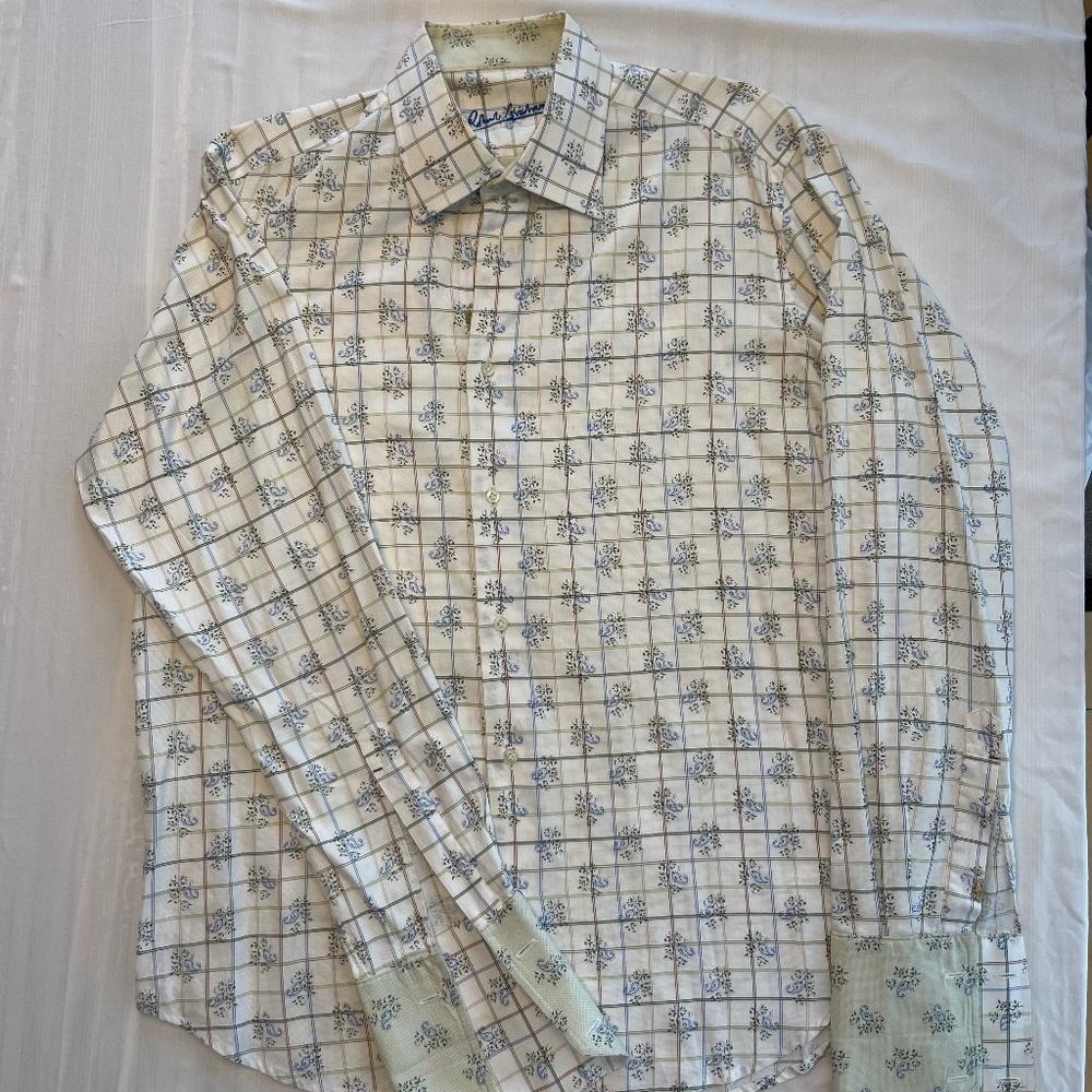 ROBERT Graham Luxury Long Sleeve Dress Shirt French cuffs Large